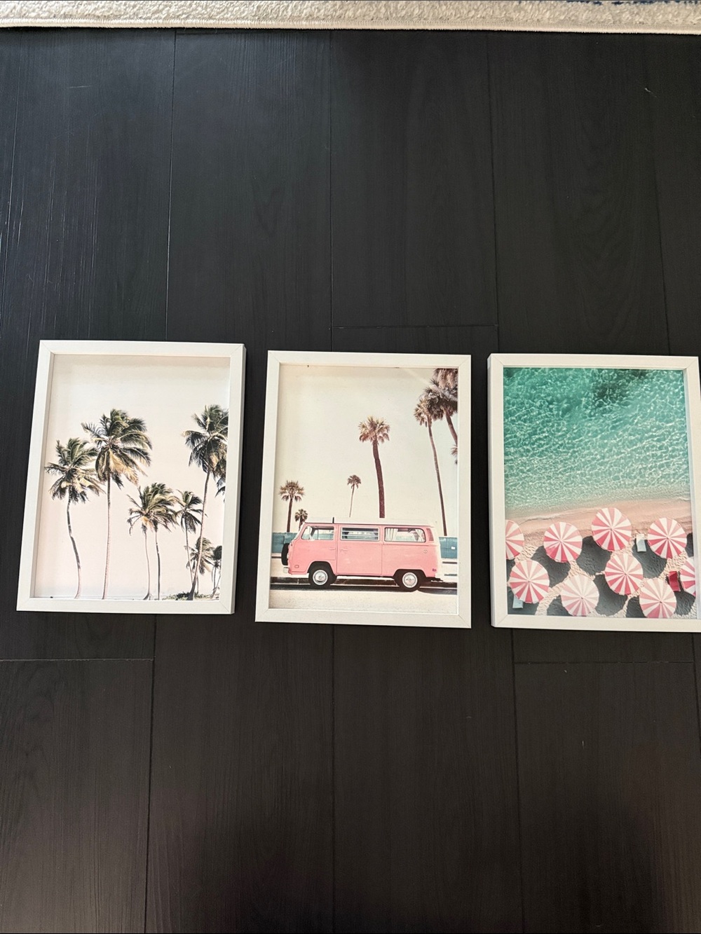 Coastal Trio Wall Art Set in Pink and Aqua